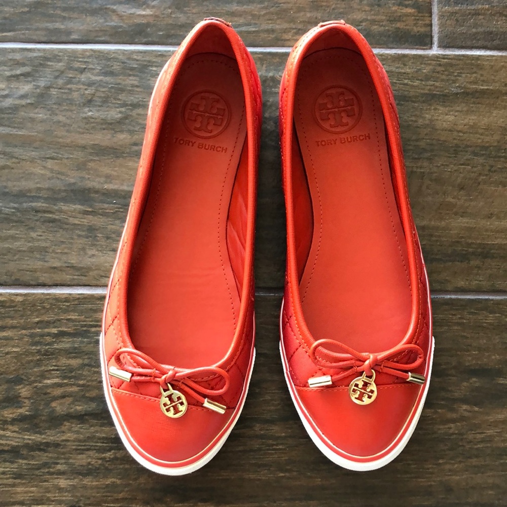 Tory Burch orange flats. Never worn!